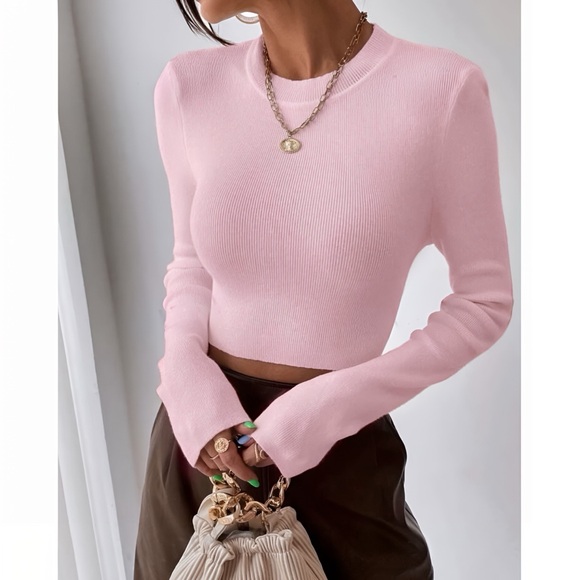 Tops - Baby Pink Long Sleeve Sweater Shirt